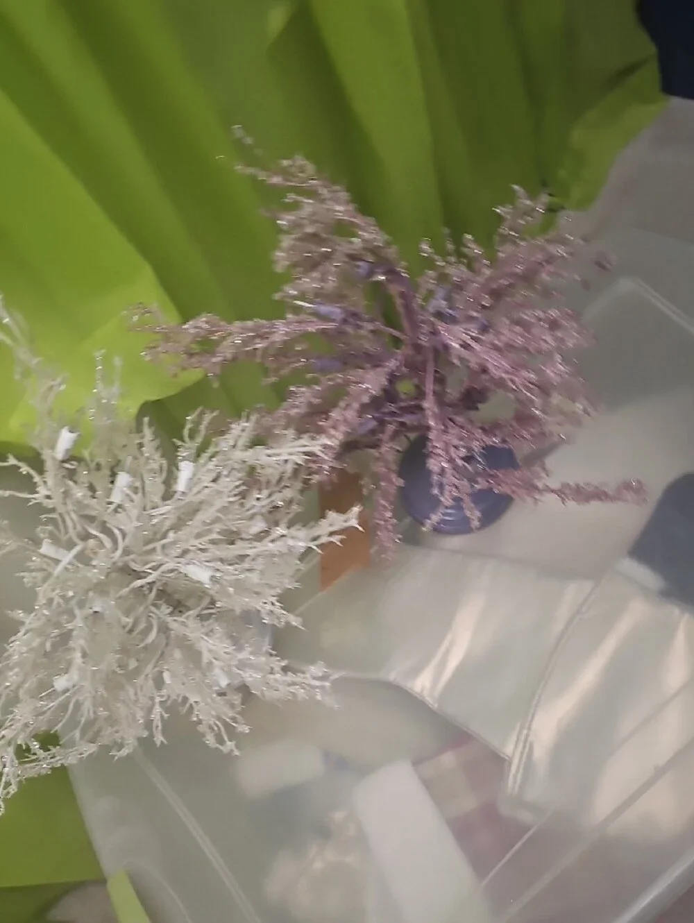 Pair of Lighted Decorative Floral Trees - White & Lavender 20